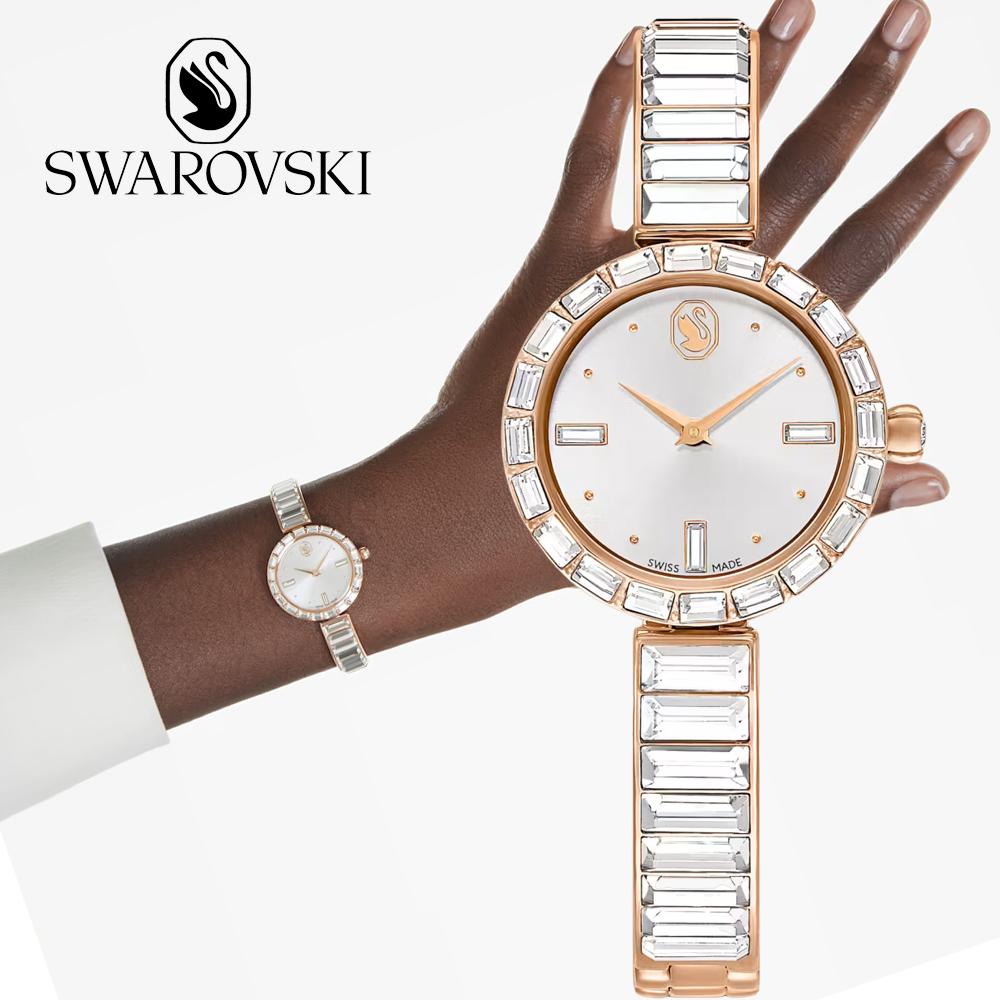 SWAROVSKI 施華洛世奇 Matrix Bangle系列 水晶腕錶-25mm白 5677484