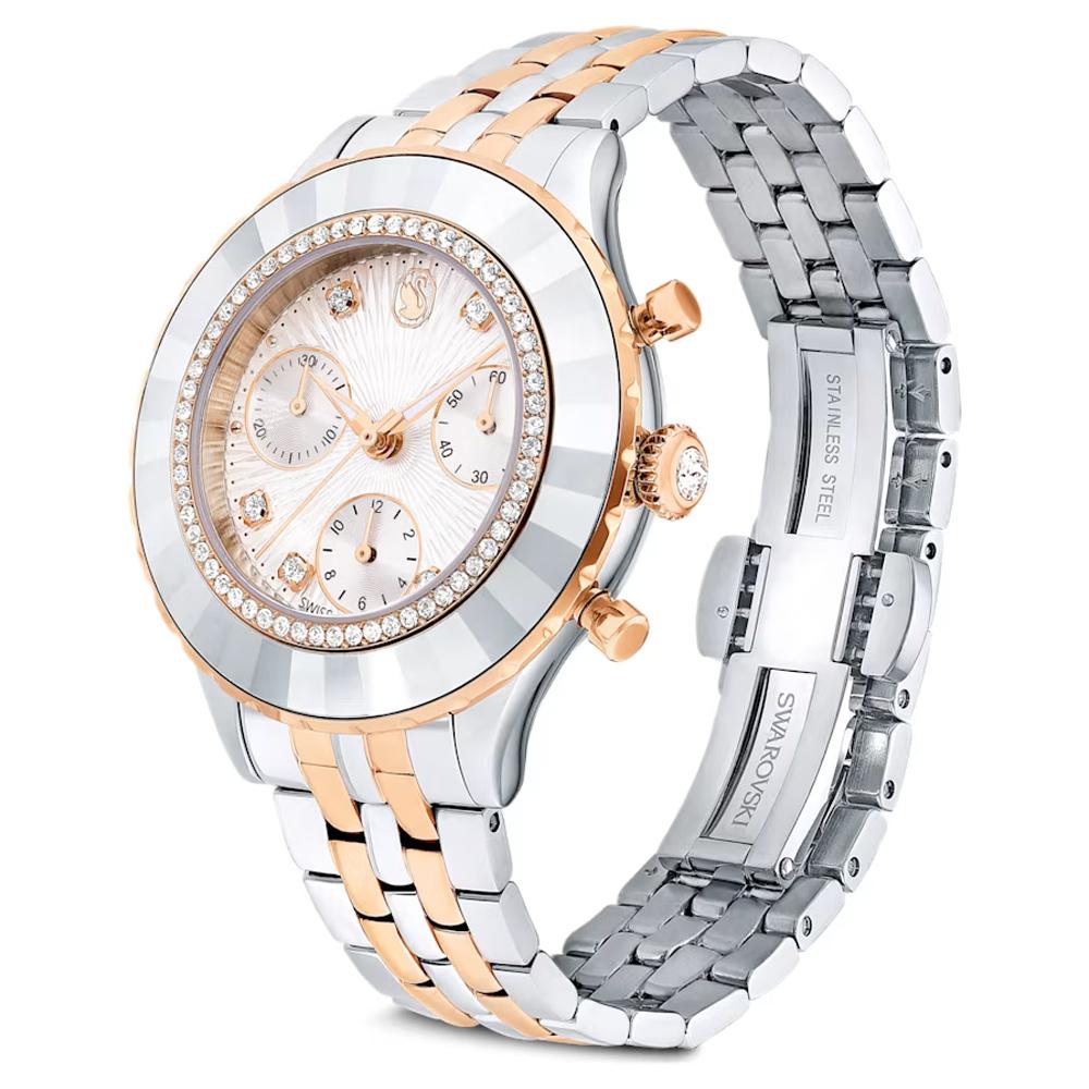 SWAROVSKI 施華洛世奇 Octea Chrono系列時尚腕錶-銀色37mm 5672937