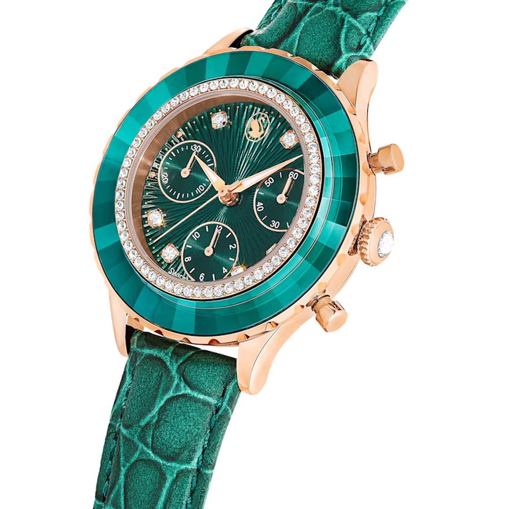 SWAROVSKI 施華洛世奇 Octea Chrono 時尚腕錶-綠37mm 5672931