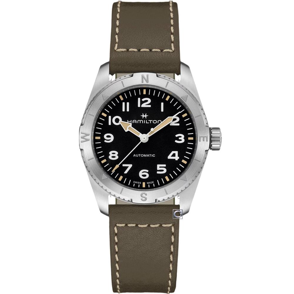 Hamilton 漢米爾頓 Khaki Field Expedition 卡其野戰探險機械錶 手錶 黑色x棕37mm/H70225830