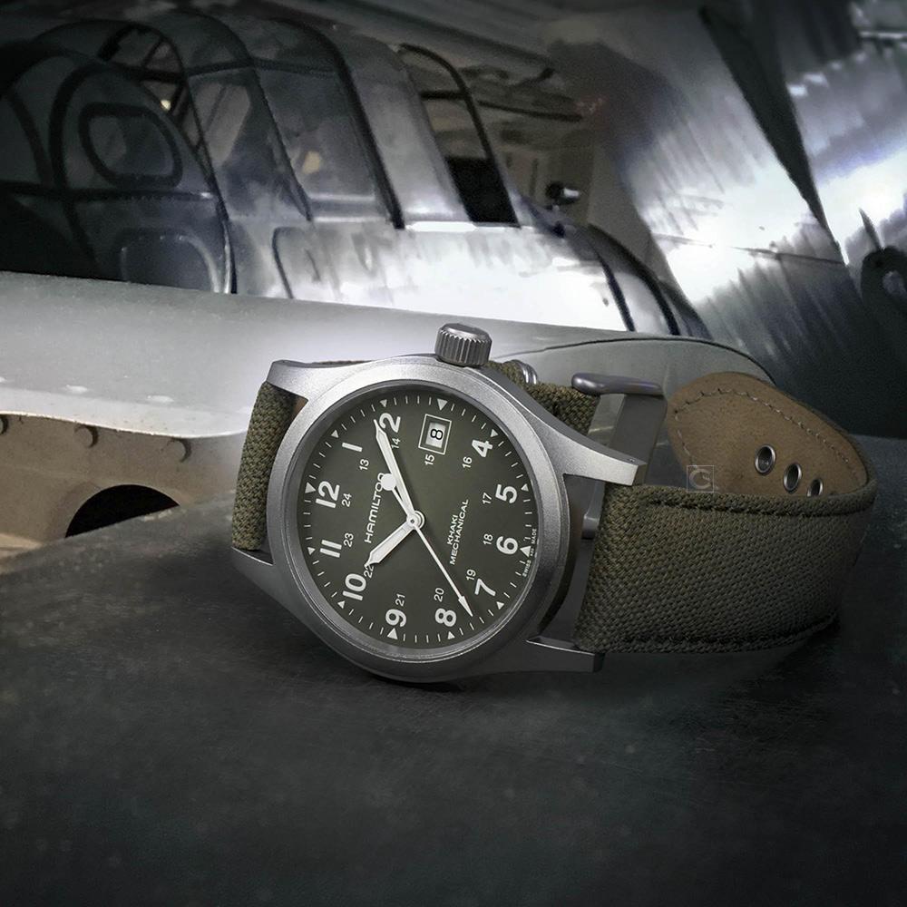 Hamilton 漢米爾頓 Khaki Field 卡其野戰 機械錶(綠色/38mm) 珍珠港 班艾佛列克配帶款 H69439363