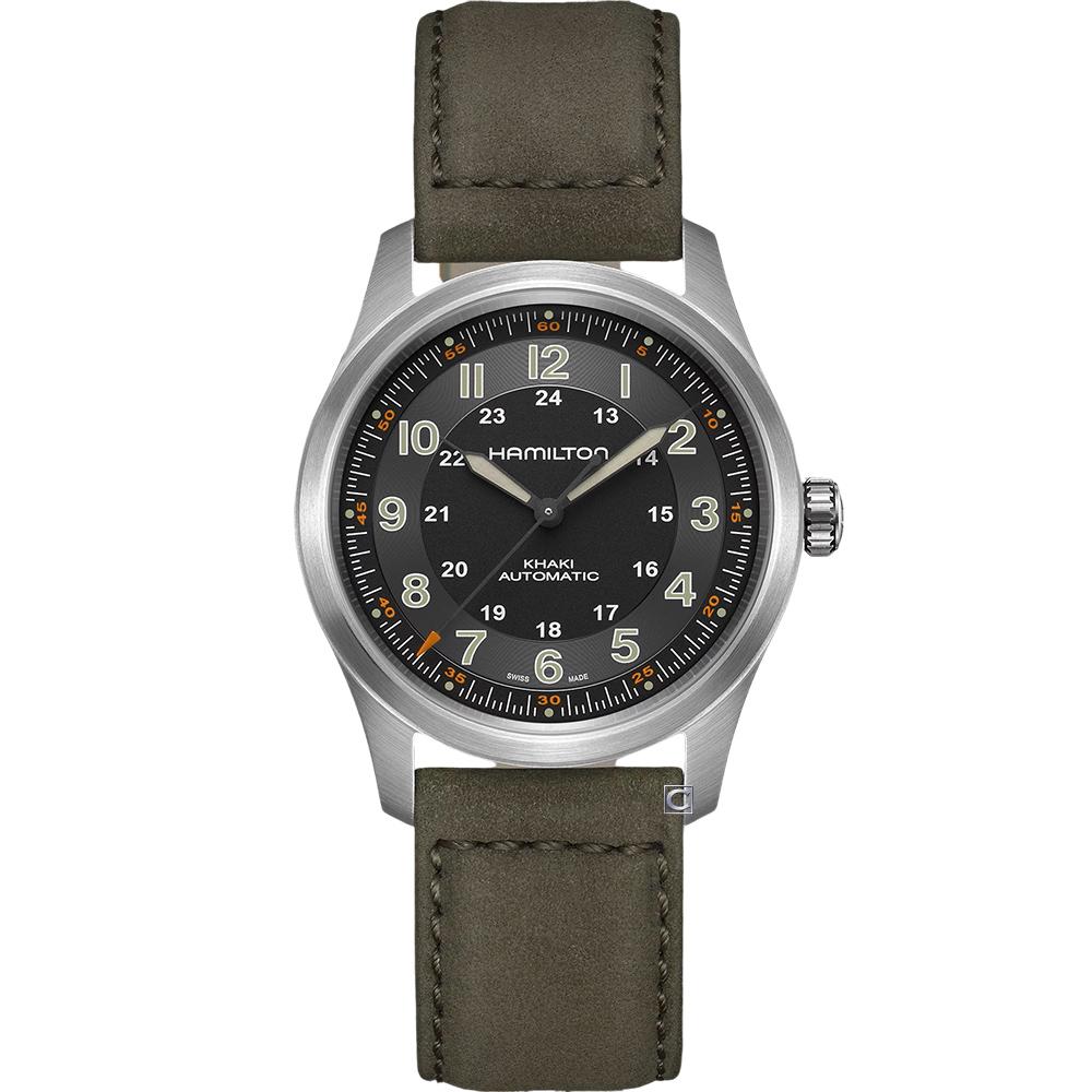 Hamilton 漢米爾頓 Khaki Field 卡其野戰 鈦金屬機械錶 男錶 帆布 鈦合金 38mm綠色 H70205830