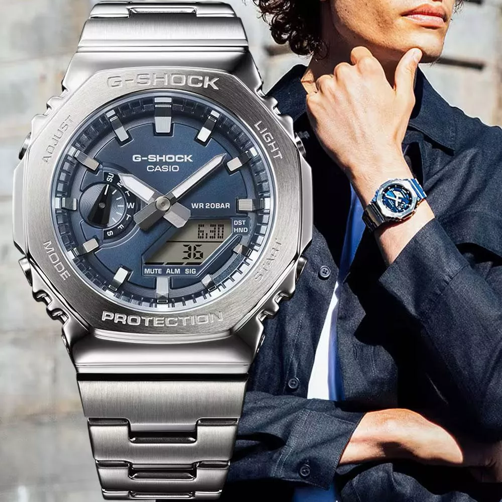 CASIO卡西歐 G-SHOCK 經典八角 金屬 海軍藍 八角形錶殼 男錶-GM-2110D-2B CASIO卡西歐 G-SHOCK 經典八角 金屬 海軍藍 八角形錶殼 男錶-GM-2110D-2B