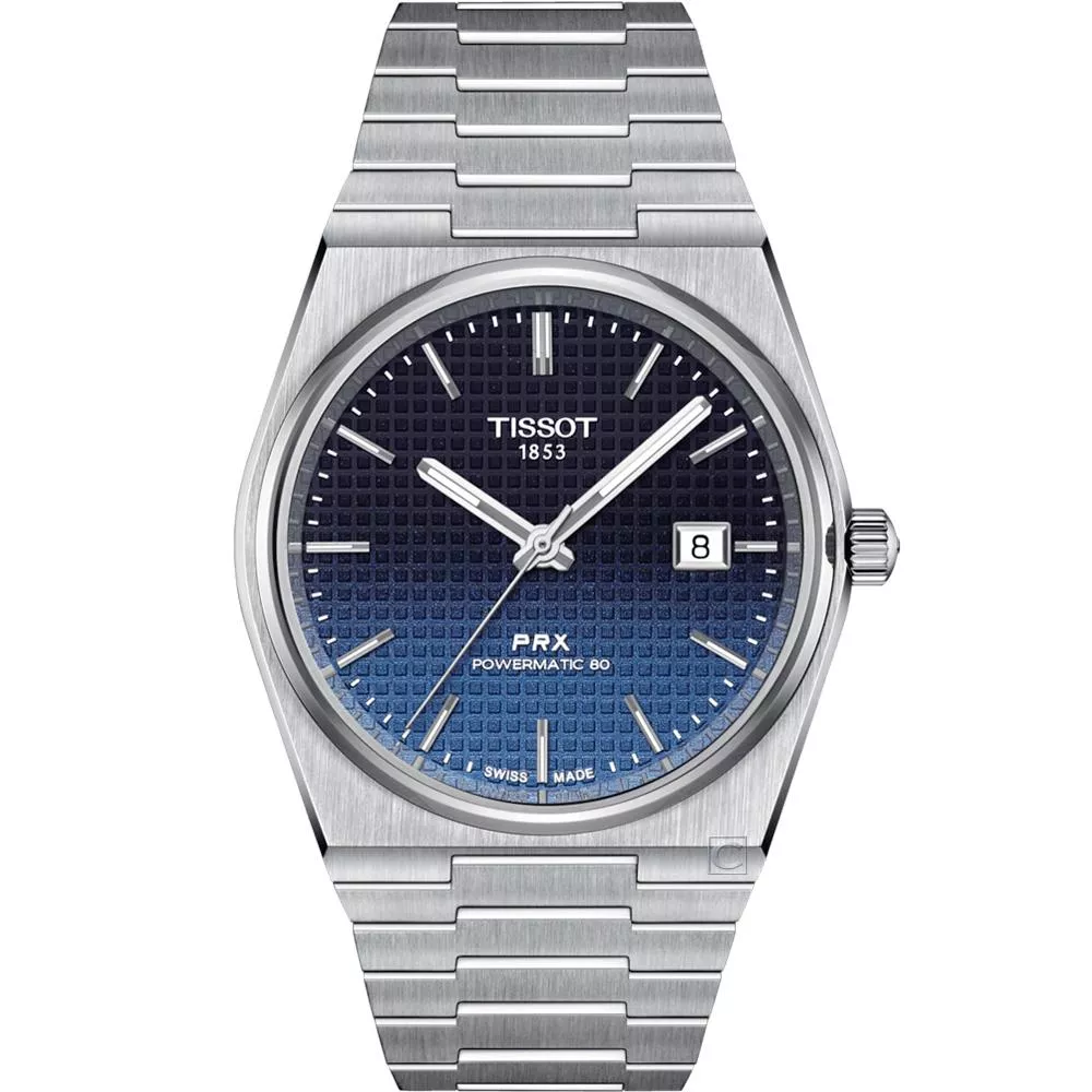 TISSOT 天梭錶 PRX POWERMATIC 80 漸層藍機械錶-T1374071105101 TISSOT 天梭錶 PRX POWERMATIC 80 漸層藍機械錶-T1374071105101
