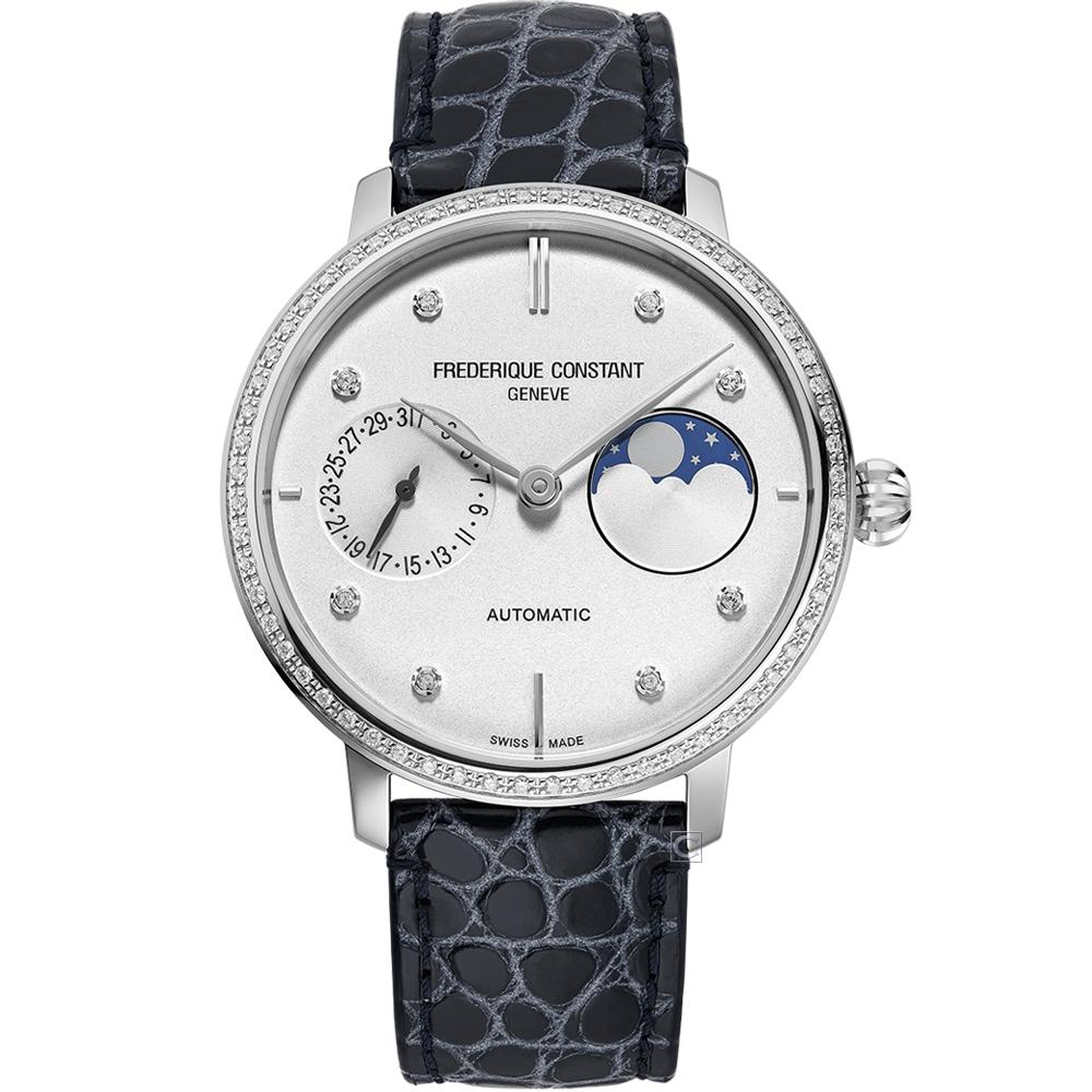 Frederique Constant 康斯登 SLIMLINE 自製機芯超薄月相鑽圈腕錶 39mm FC-702SD3SD6