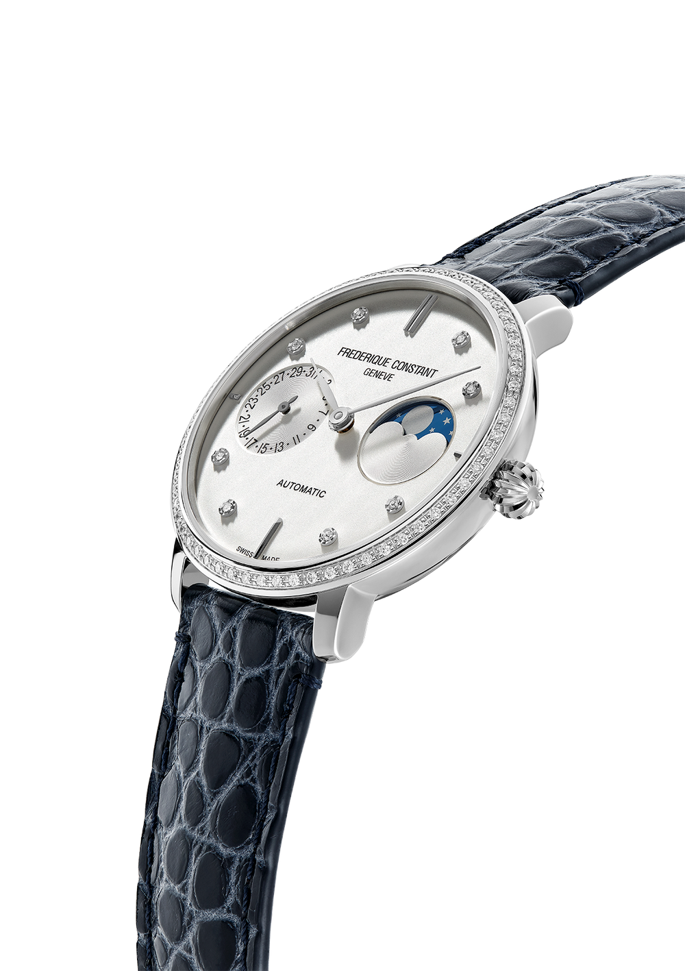 Frederique Constant 康斯登 SLIMLINE 自製機芯超薄月相鑽圈腕錶 39mm FC-702SD3SD6