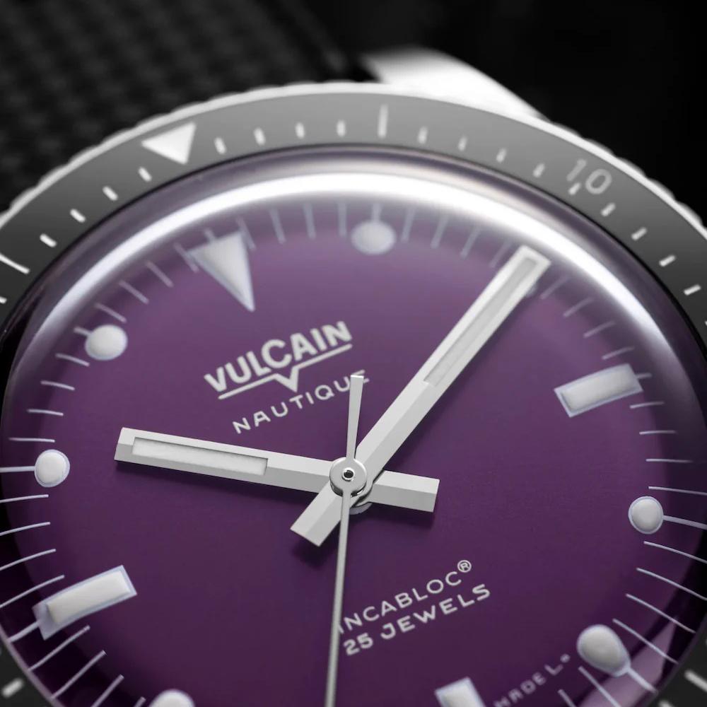 VULCAIN 窩路堅 潛水員系列 大三針 機械錶 男錶 手錶 紫色38mm-660170A17.BAR200