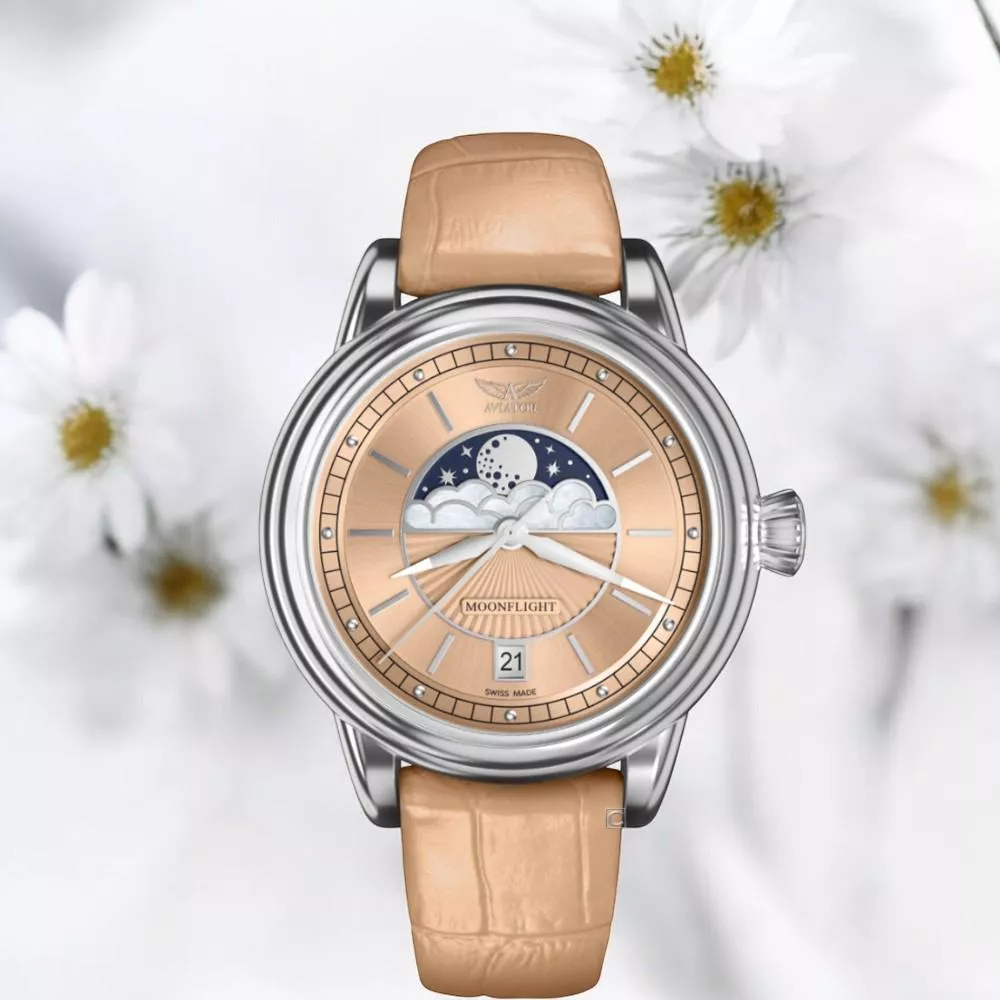 AVIATOR 飛行員 DOUGLAS MOONFLIGHT 月相顯示時尚腕錶-V13302594 AVIATOR 飛行員 DOUGLAS MOONFLIGHT 月相顯示時尚腕錶-V13302594