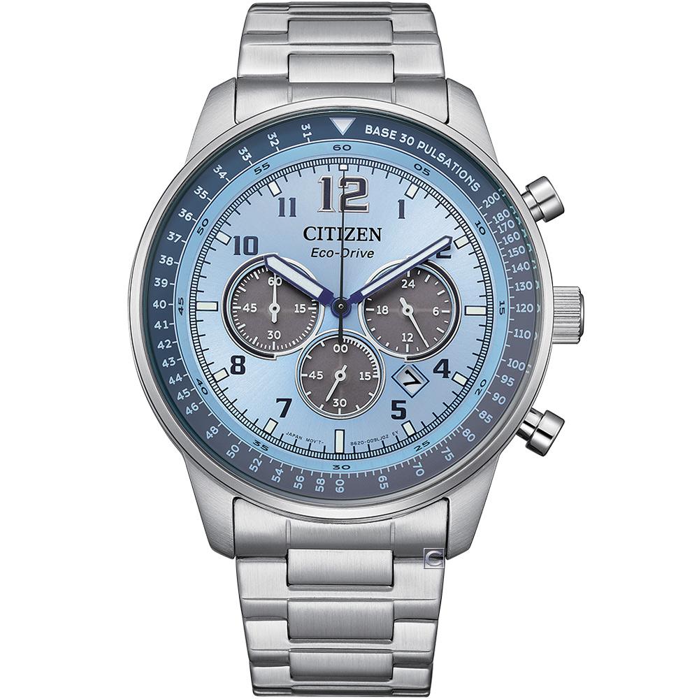 CITIZEN 星辰錶 光動能錶 計時腕錶 男錶 手錶 指針錶-CA4500-83M/冰藍44mm