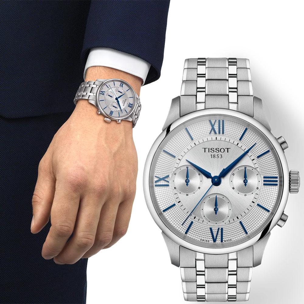 TISSOT 天梭錶  Chemin Des Tourelles 杜魯爾 計時機械錶 男錶-42mm/T1394621103800