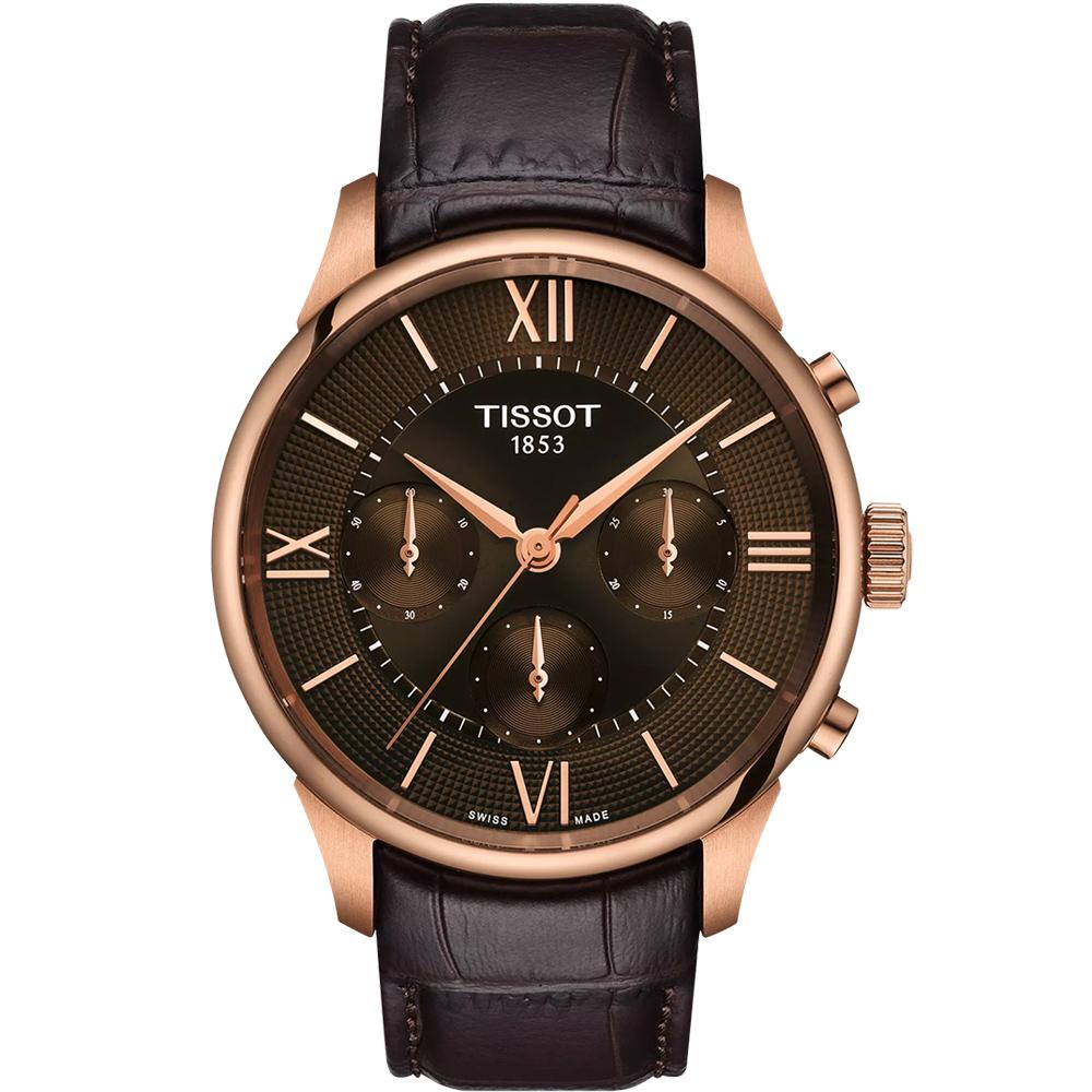 TISSOT 天梭錶  Chemin Des Tourelles 杜魯爾 計時機械錶 男錶-42mm/T1394623629800