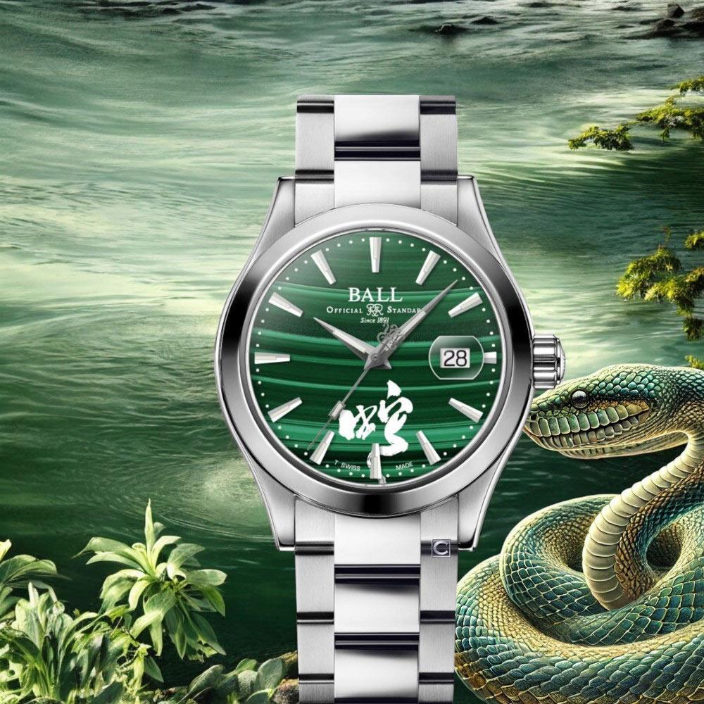 (聊聊甜甜價) BALL 波爾錶 Engineer III 蛇年限定孔雀石機械腕錶-40mm綠 NM9026C-S47-MAL