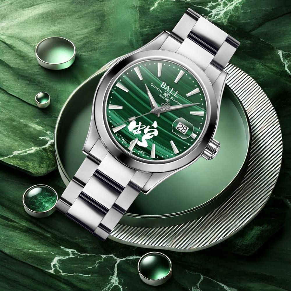 (聊聊甜甜價) BALL 波爾錶 Engineer III 蛇年限定孔雀石機械腕錶-40mm綠 NM9026C-S47-MAL
