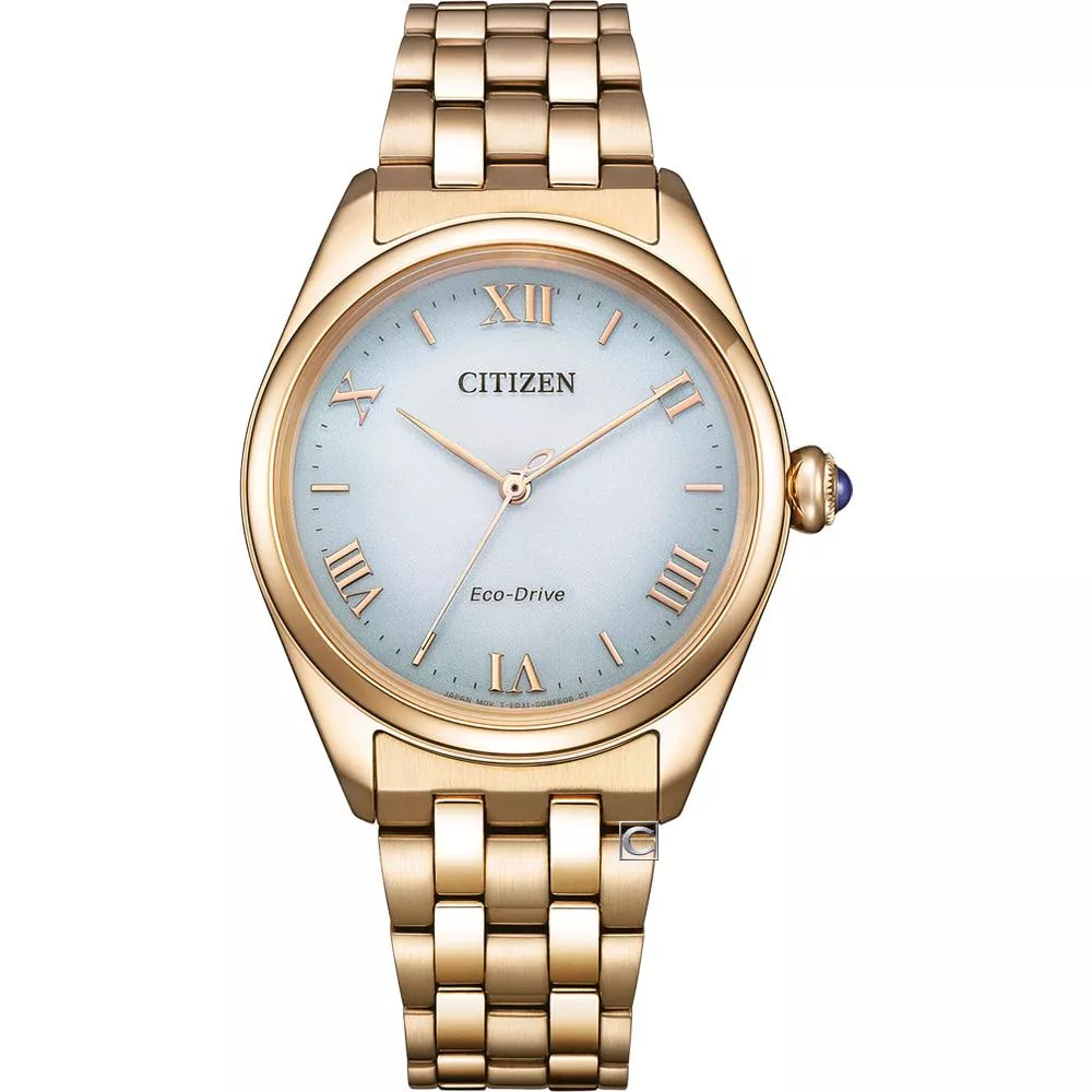 (聊聊甜甜價) CITIZEN 星辰 L系列  鈴蘭簡約 光動能錶 女錶 金色 手錶-33mm EM1143-81X