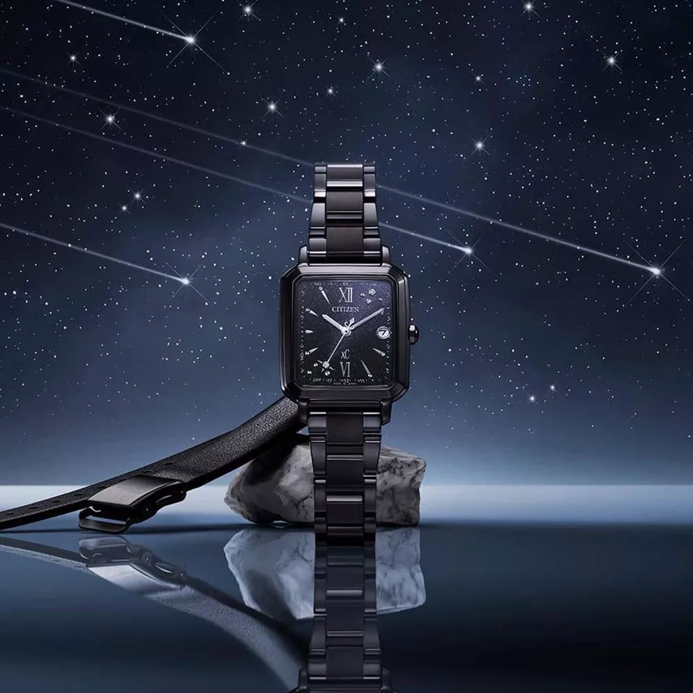 (聊聊甜甜價) CITIZEN 星辰 XC 限量 流星雨 超級鈦 光動能電波錶 鑽石女錶 套錶-ES9504-50E