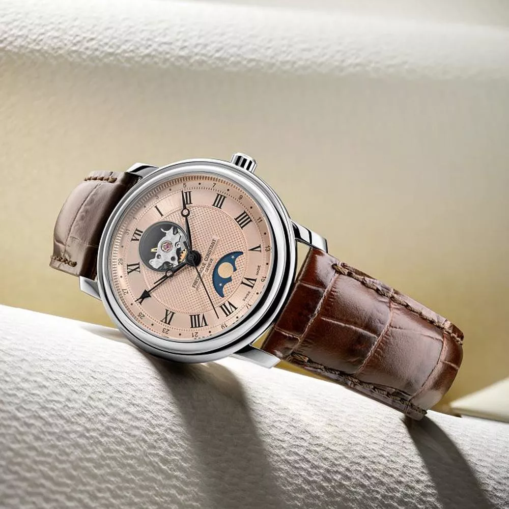 CONSTANT 康斯登 Classics 系列心跳月相日期機械腕錶40mm鮭魚面 FC-335MCSALB4P26