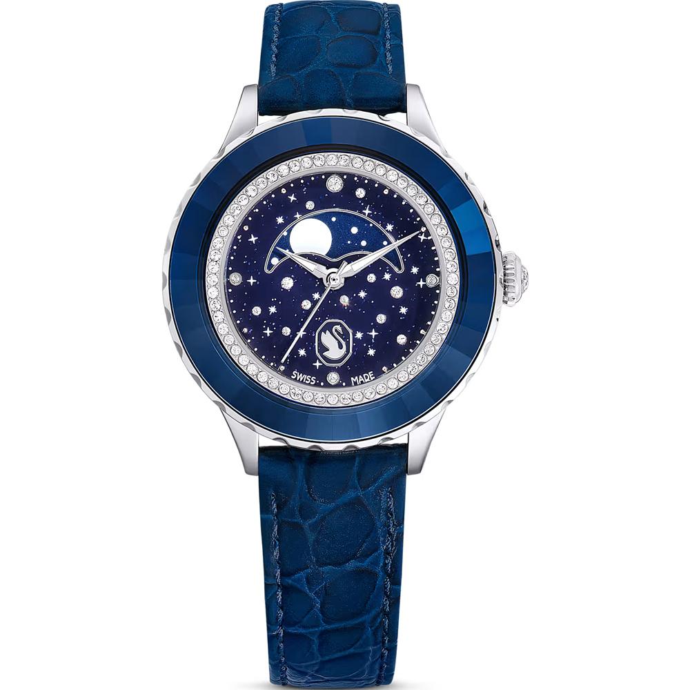(聊聊甜甜價) SWAROVSKI 施華洛世奇 Octea Moon 55 週年紀念錶 女錶 手錶-37mm藍 5677494
