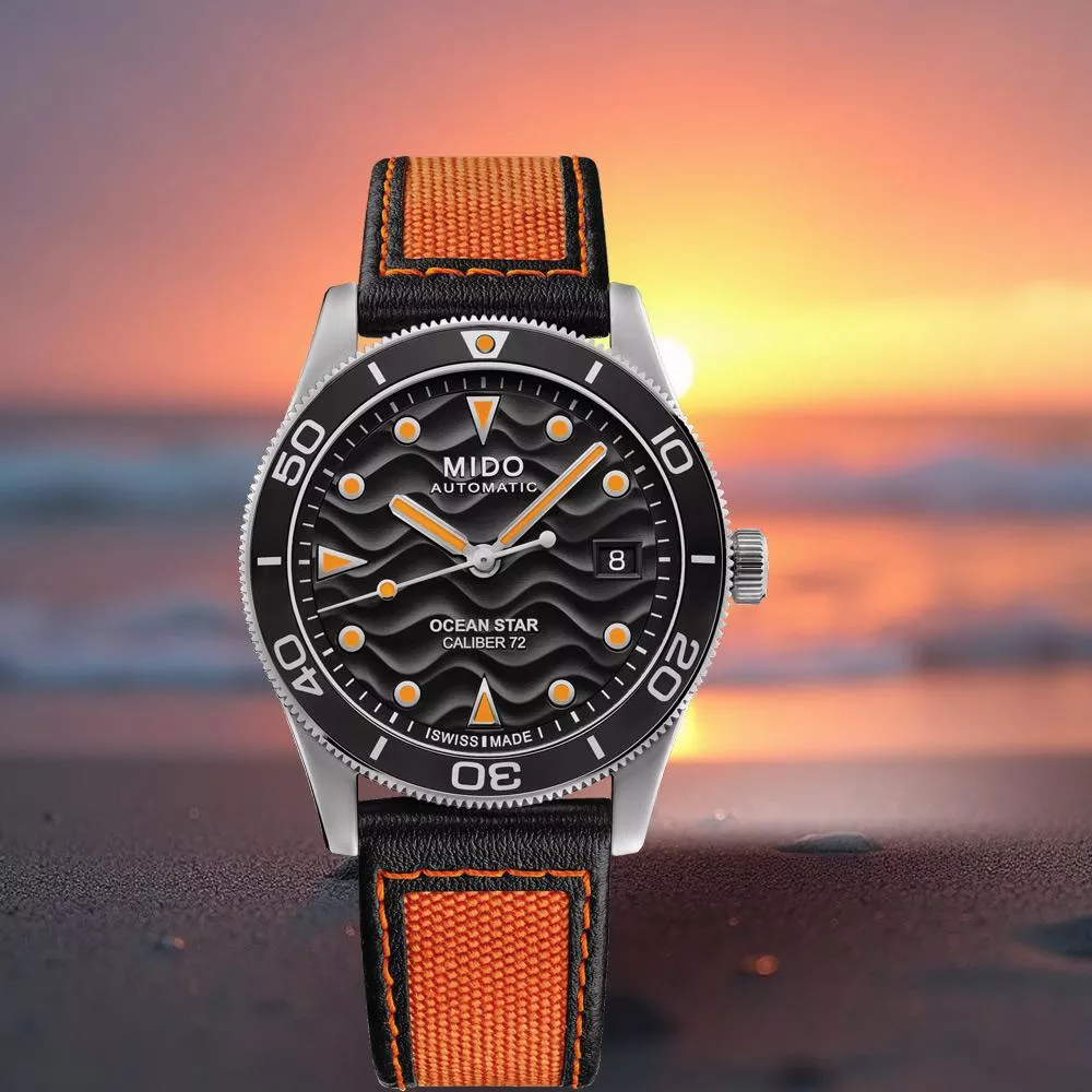 (聊聊甜甜價)  MIDO 美度 金秀賢配戴款 OCEAN STAR 39 潛水機械錶 手錶-39mm黑x橘 M0269071705100