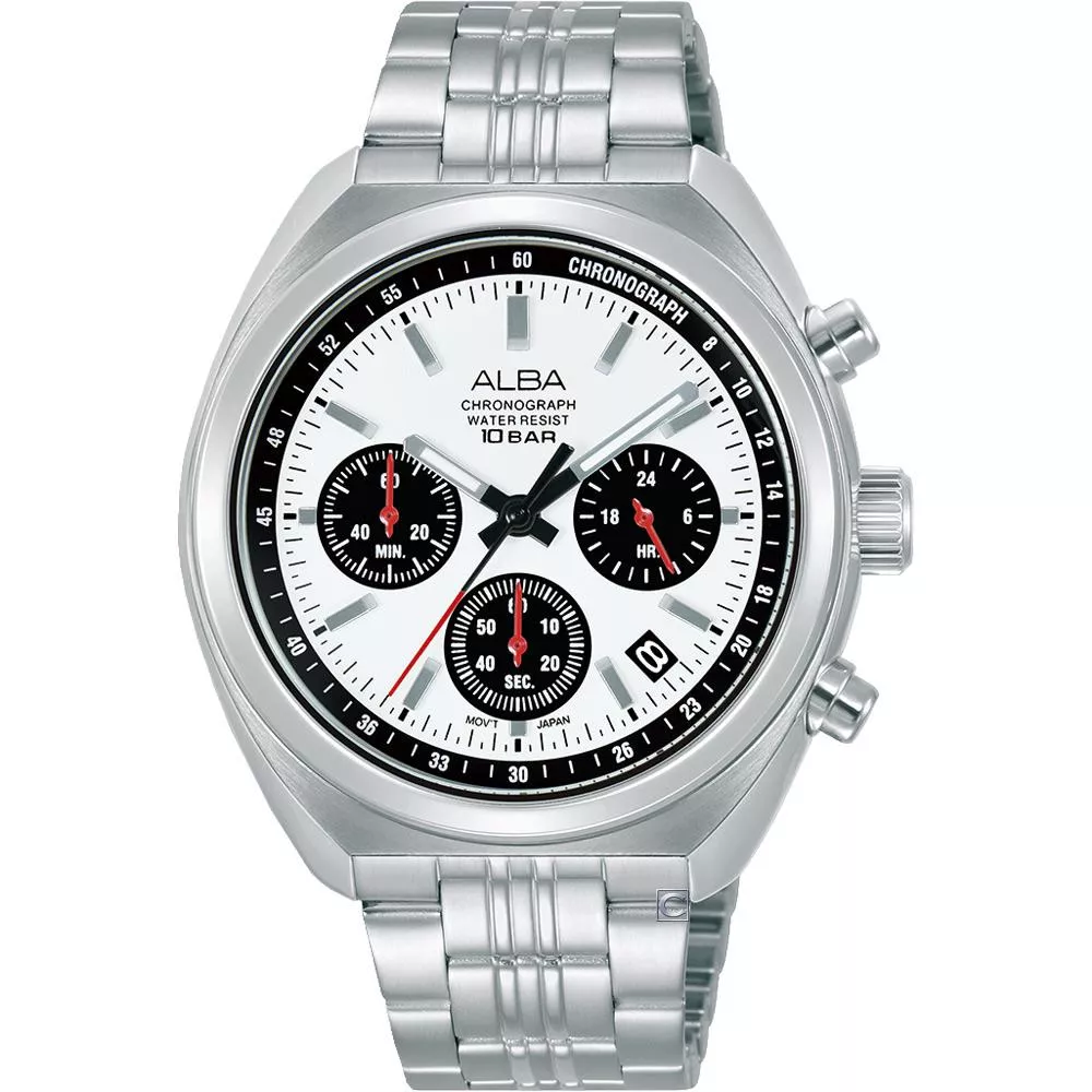 (聊聊甜甜價) ALBA 雅柏錶 ACTIVE 極速鋒潮計時男錶 手錶-40.1mm熊貓款 VD53-X406S.AT3K11X1