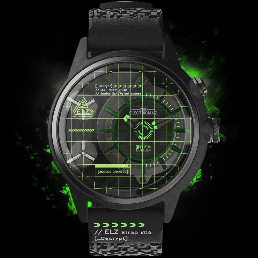 THE ELECTRICIANZ 發電機 THE CRYPTO EDITION 手錶 男錶-45mm綠光 ZZ-C1C/02-CRD