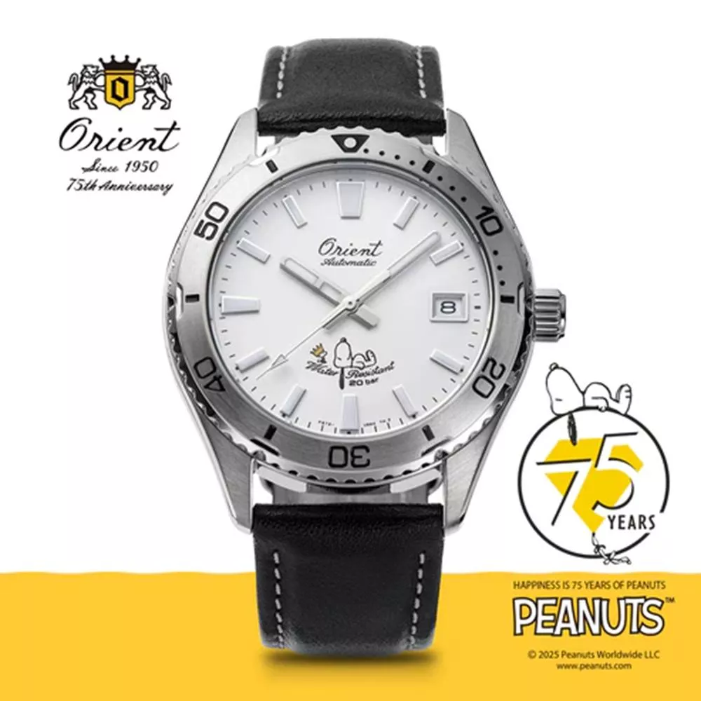 ORIENT x PEANUTS 史努比75週年紀念 200米防水機械錶 手錶-RA-AC0Q08S ORIENT x PEANUTS 史努比75週年紀念 200米防水機械錶 手錶-RA-AC0Q08S