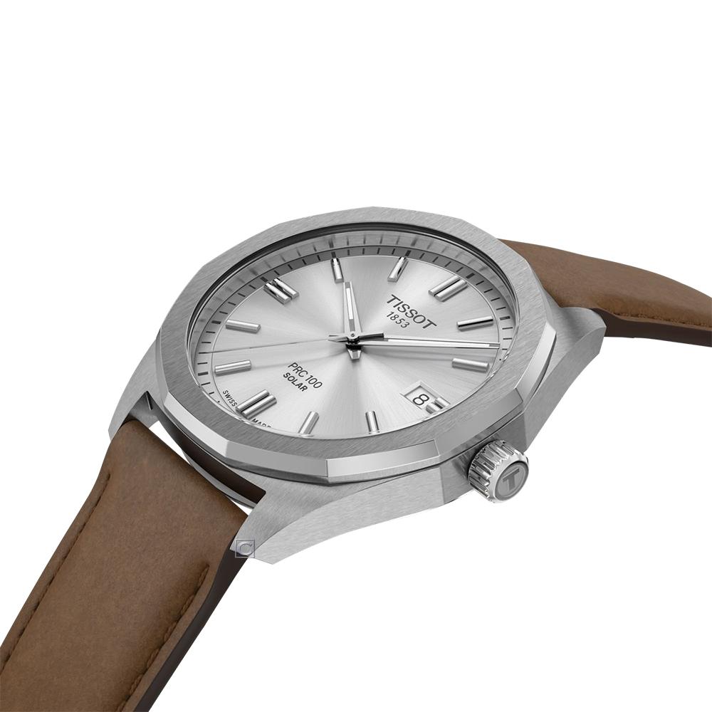 TISSOT 天梭錶 PRC 100系列 Solar太陽能腕錶 男錶 手錶-T1514221603100/39mm 棕色
