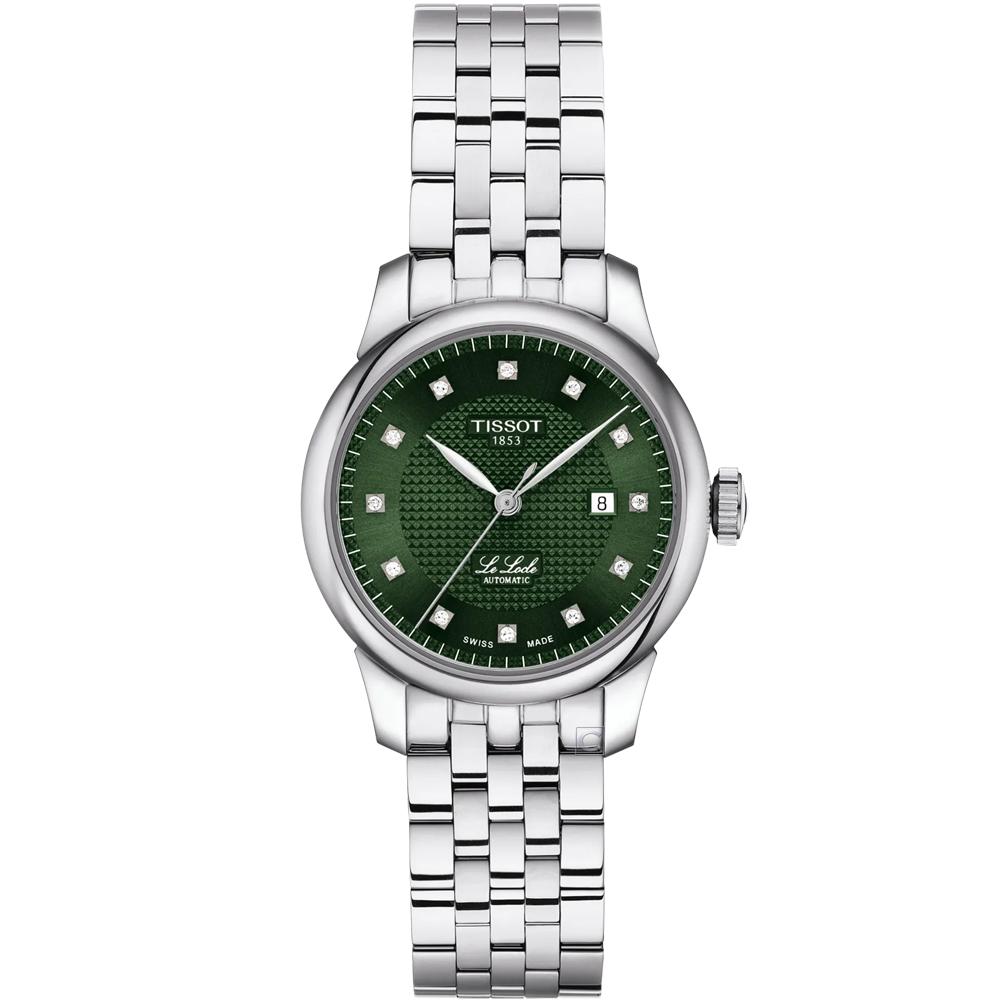 TISSOT 天梭 LE LOCLE 力洛克 機械腕錶 女錶_T0062071109600/綠色