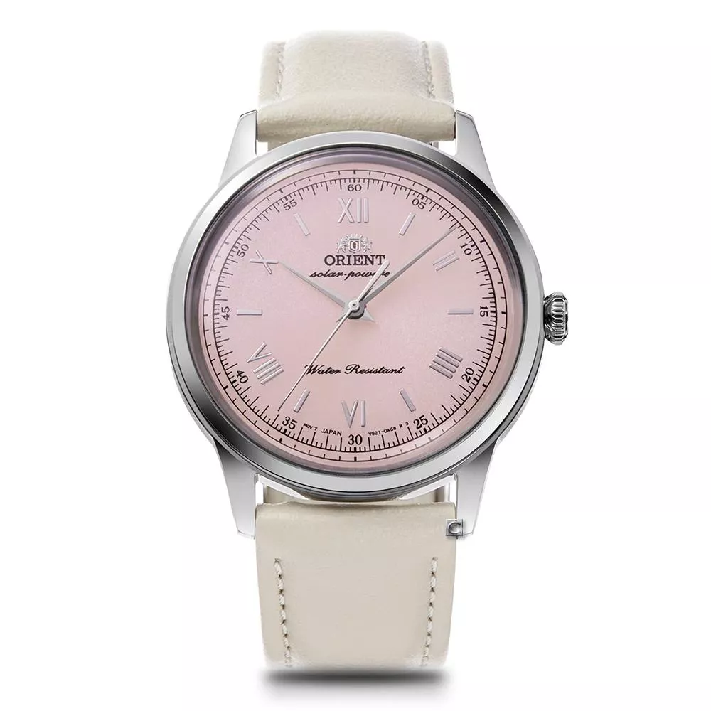 (聊聊甜甜價)  ORIENT 東方錶 復古三針太陽能腕錶 女錶 手錶-38.4mm粉 RA-WK0005P