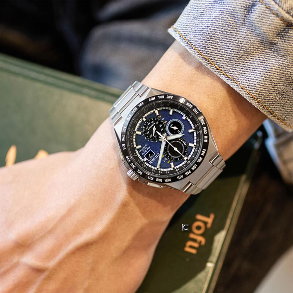 (聊聊甜甜價) CITIZEN 星辰錶 鈦金屬 全球電波 光動能腕錶 男錶 手錶-43.5mm AT8238-84L