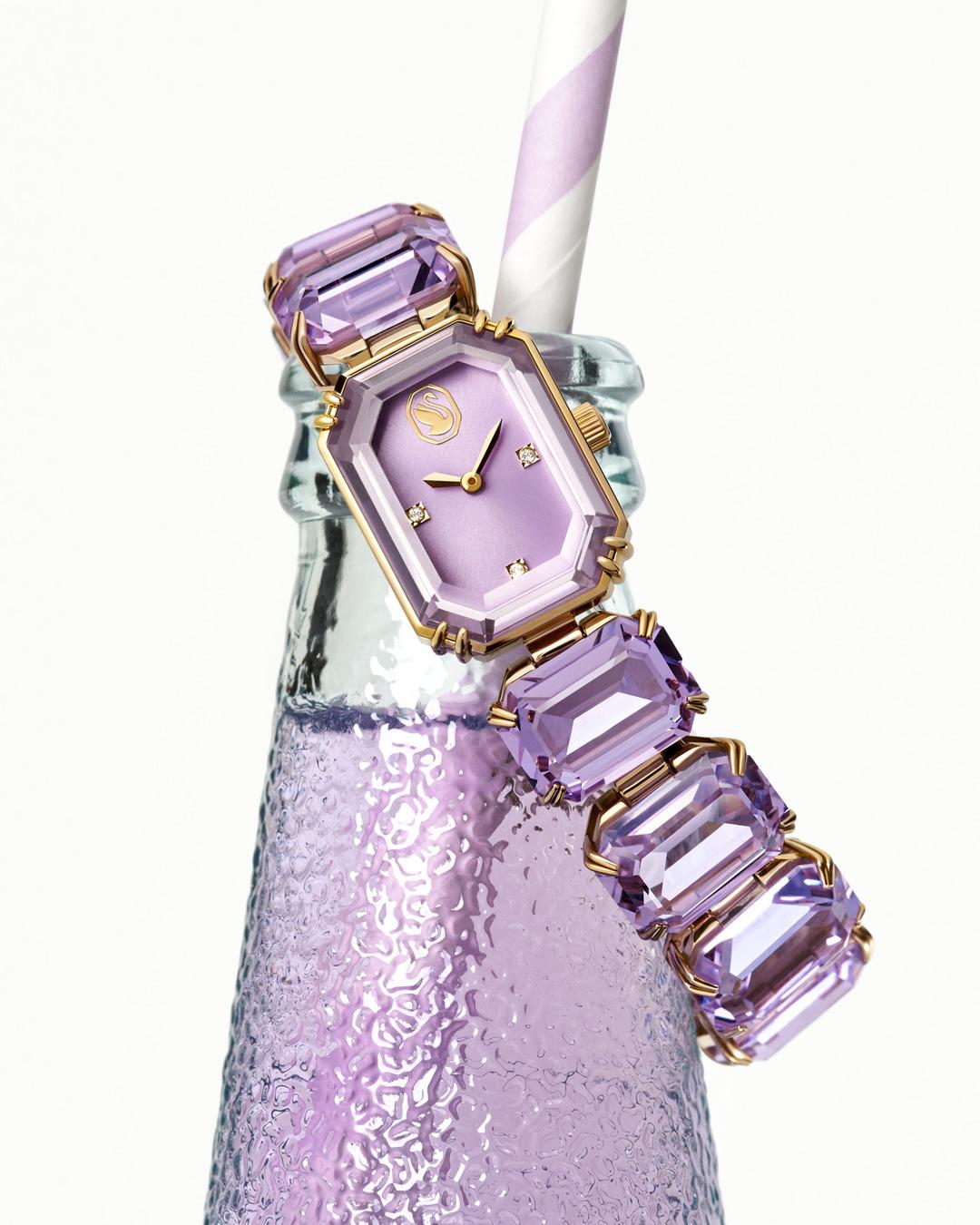 (聊聊甜甜價)  SWAROVSKI 施華洛世奇 Millenia 風格無限八角切割水晶腕錶 女錶-紫 5722364
