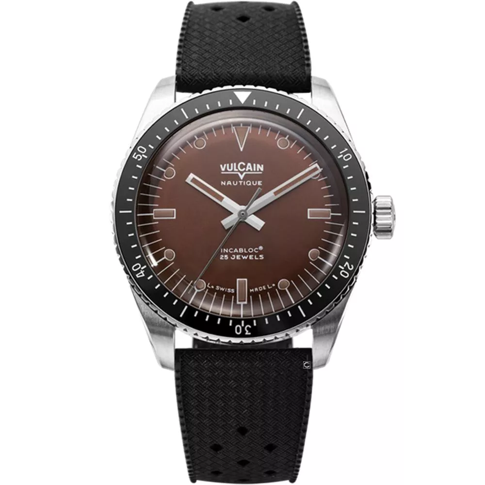 (聊聊甜甜價)  VULCAIN 窩路堅 潛水員系列 大三針 機械錶 男錶 手錶 咖啡色38mm-660170A47.BAR200