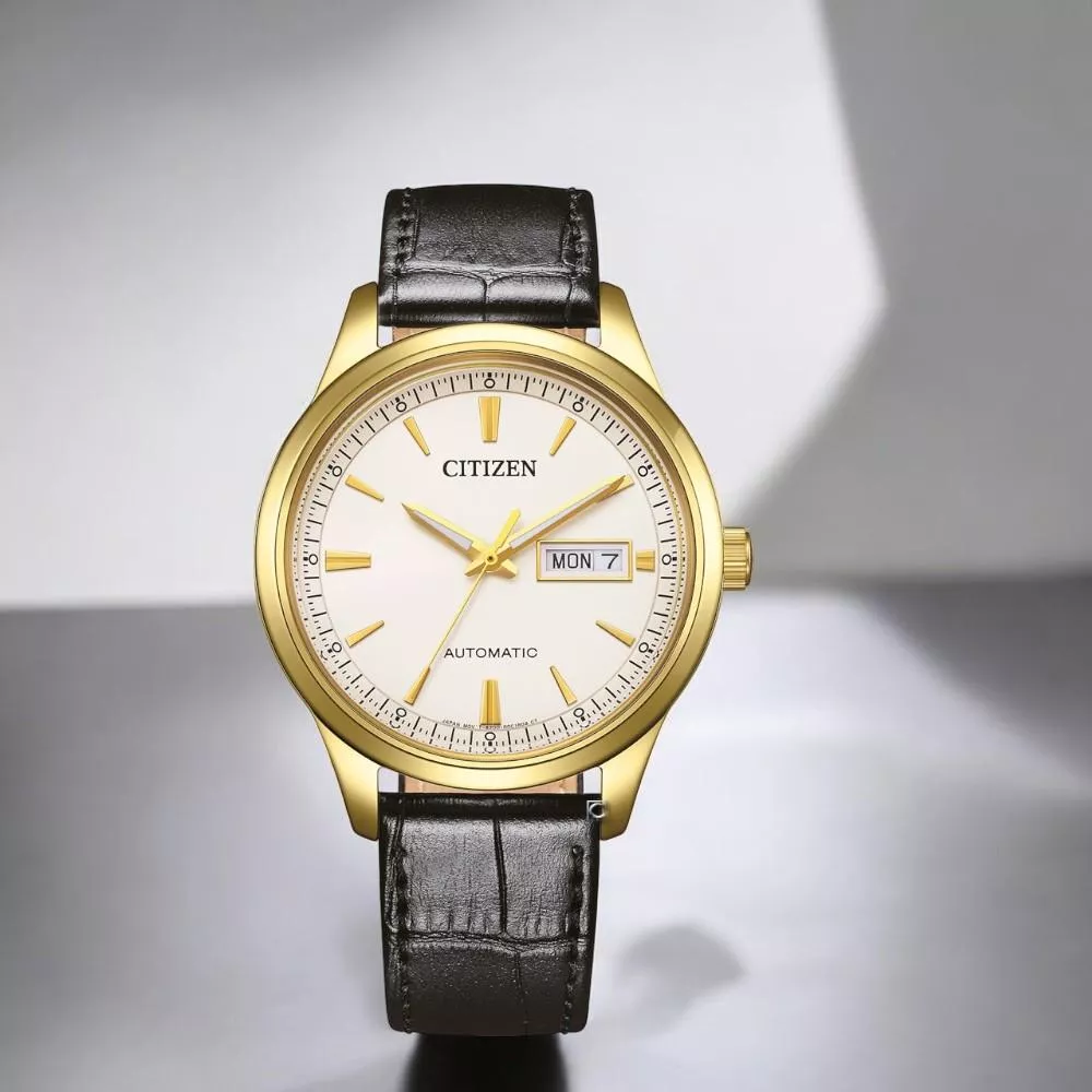 (聊聊甜甜價)  CITIZEN 星辰 Mechanical 經典簡約機械腕錶 男錶 手錶 皮帶錶-40mm NY4059-09A