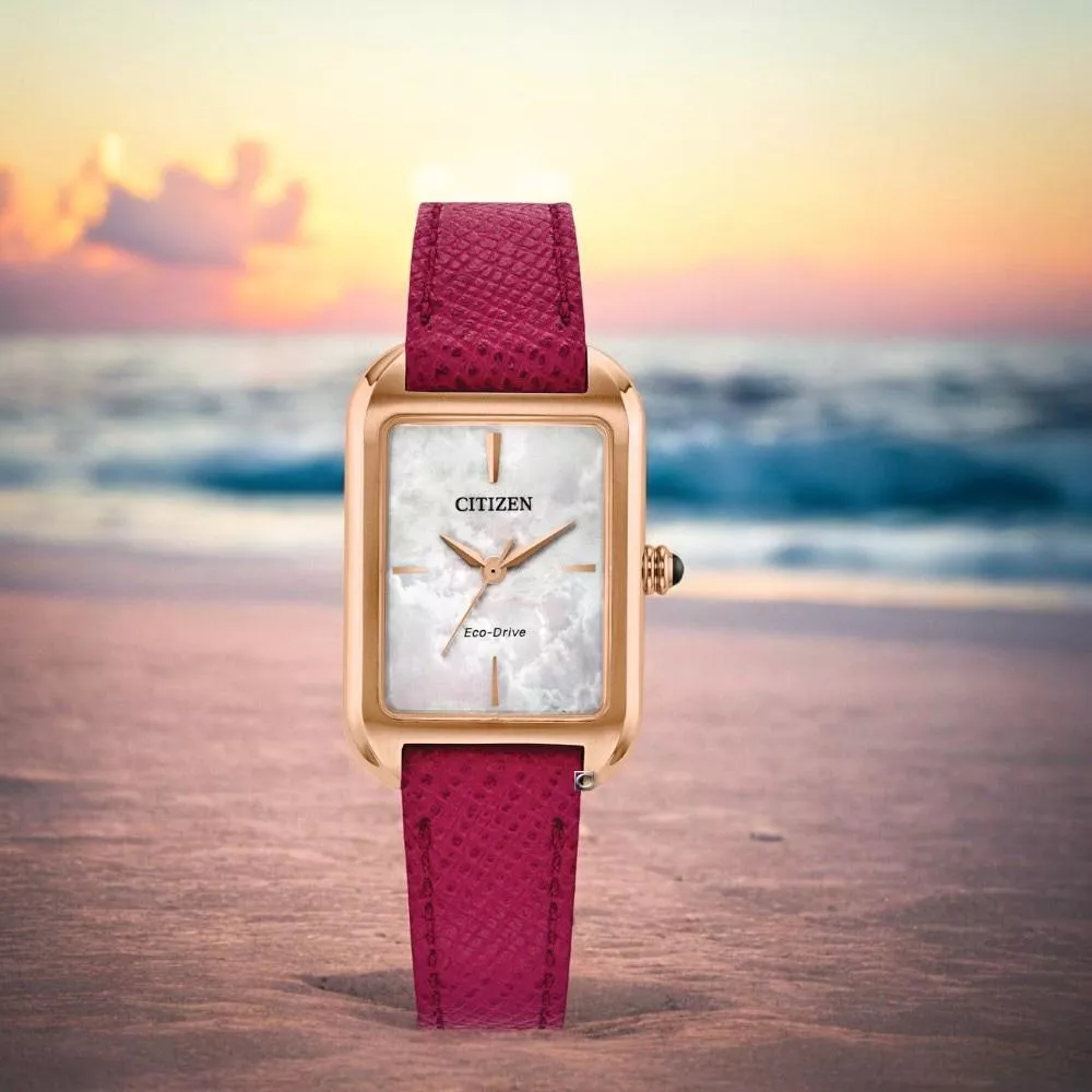 (聊聊甜甜價) CITIZEN 星辰 LADYS 珍珠貝優雅方形腕錶 女錶 手錶-23.5mm EM1193-08D