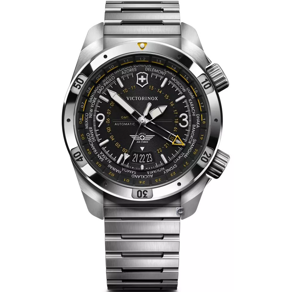 (聊聊甜甜價) VICTORINOX 瑞士維氏 Air Pro GMT Automatic 機械腕錶 男錶 手錶-43mm黑 VISA-242004