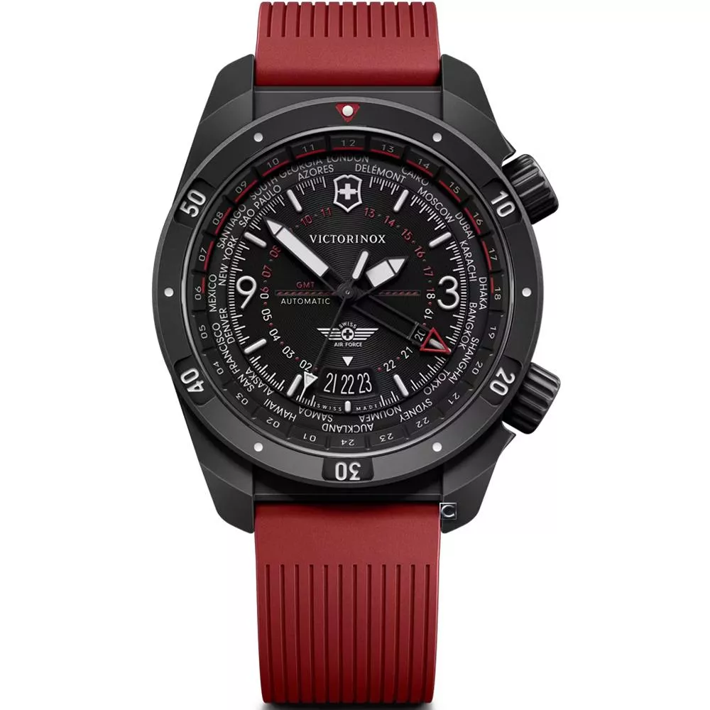 (聊聊甜甜價) VICTORINOX 瑞士維氏 Air Pro GMT Automatic 機械腕錶 男錶 手錶-43mm紅x黑 VISA-242006