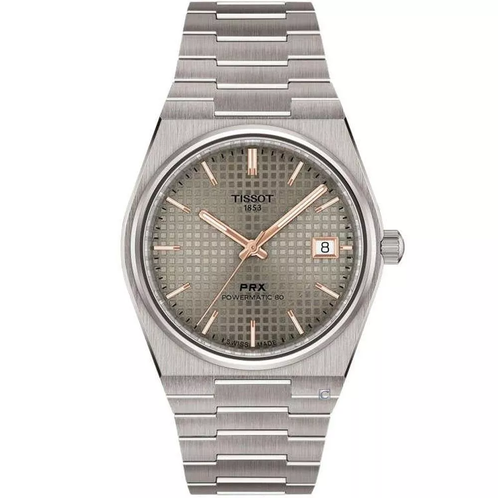 TISSOT 天梭錶 PRX POWERMATIC 80 鈦金屬 灰色 機械錶-T1378074406100/錶徑38mm