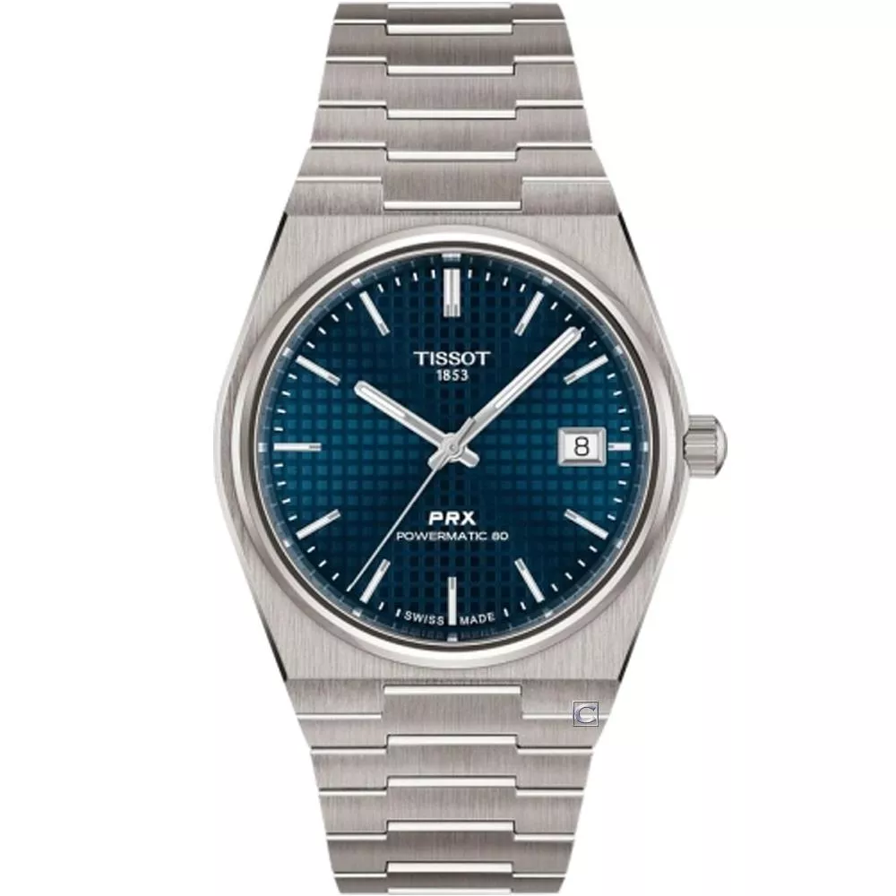 TISSOT 天梭錶 PRX POWERMATIC 80 鈦金屬 藍色 機械錶-T1378074404100/錶徑38mm