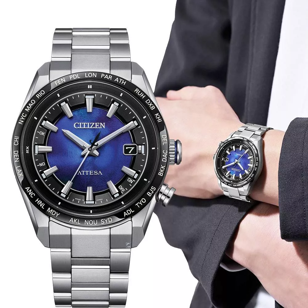 (聊聊甜甜價)  CITIZEN 星辰 ATTESA UNITE with BLUE 系列 光動能 電波對時 男錶-CB0288-65L