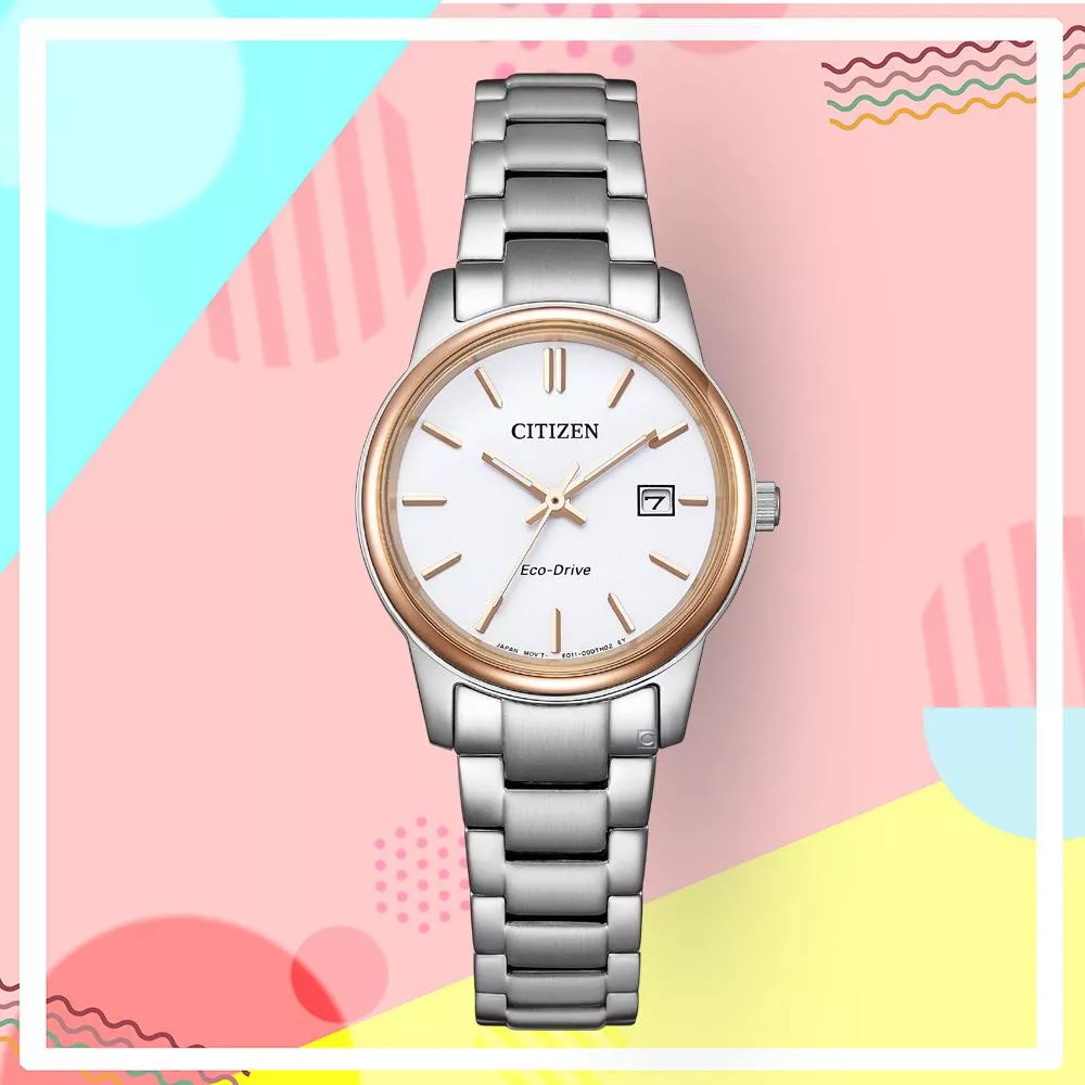 (聊聊甜甜價) CITIZEN 星辰 簡約百搭光動能腕錶 女錶 手錶-27.5白 EW2319-97A