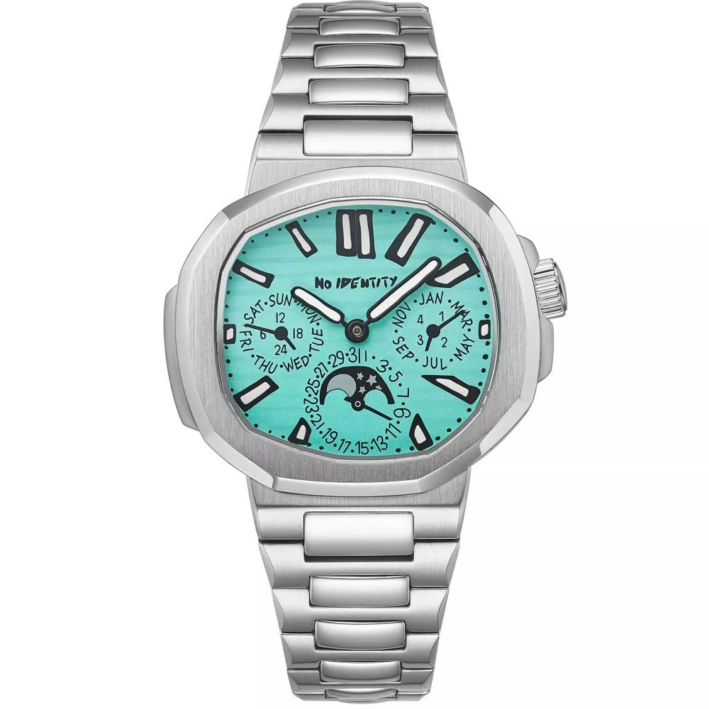 NO IDENTITY 鷹鵡螺 三口冰淇淋藍 三眼 時尚錶 男錶 手錶-PP40SS019BU1