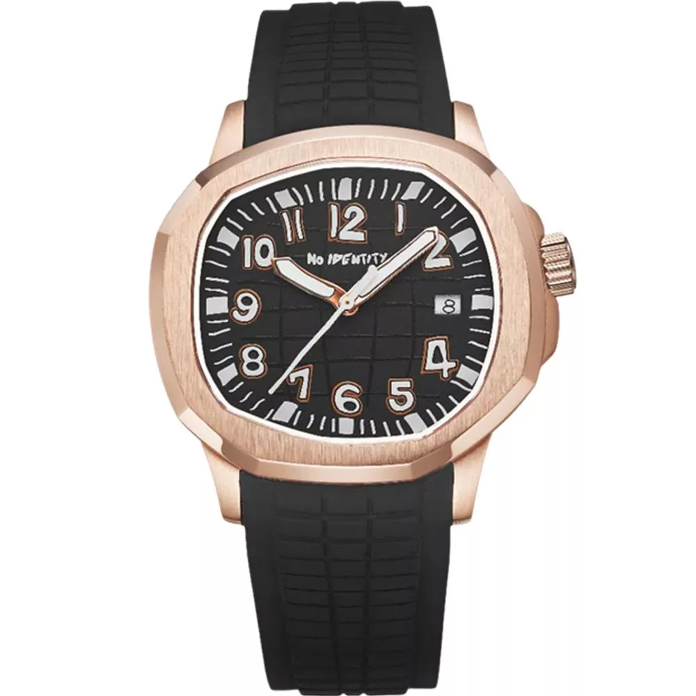 NO IDENTITY 金鸚 手雷  玫瑰金色 機械錶 男錶 手錶-PP40SS011BM1