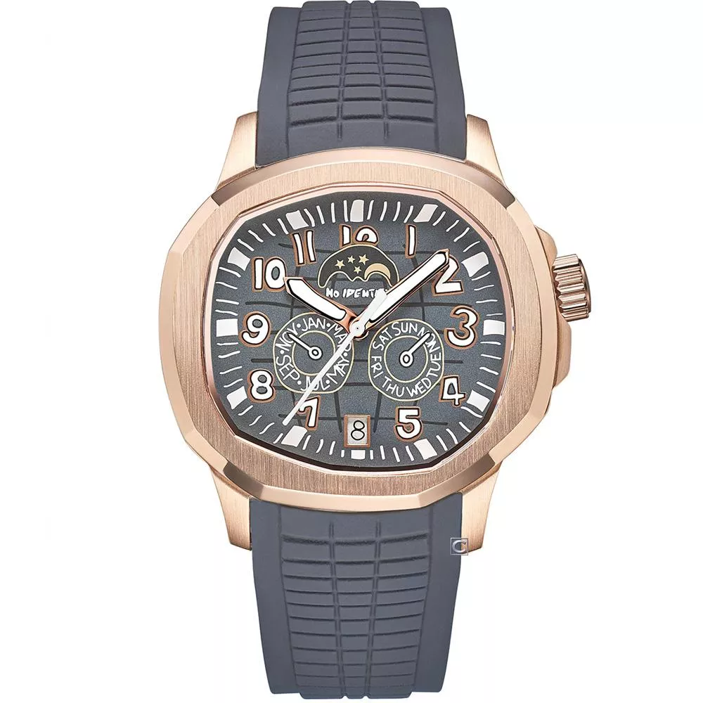 NO IDENTITY  金鸚手雷 金藍灰 三眼 時尚錶 男錶 手錶-PP40SS020BRG1