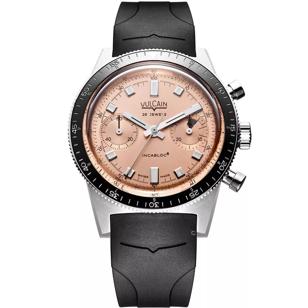 VULCAIN 窩路堅 Skindiver 限量版鮭魚面計時機械錶 自動上鍊 手錶-590176B87.BAR255