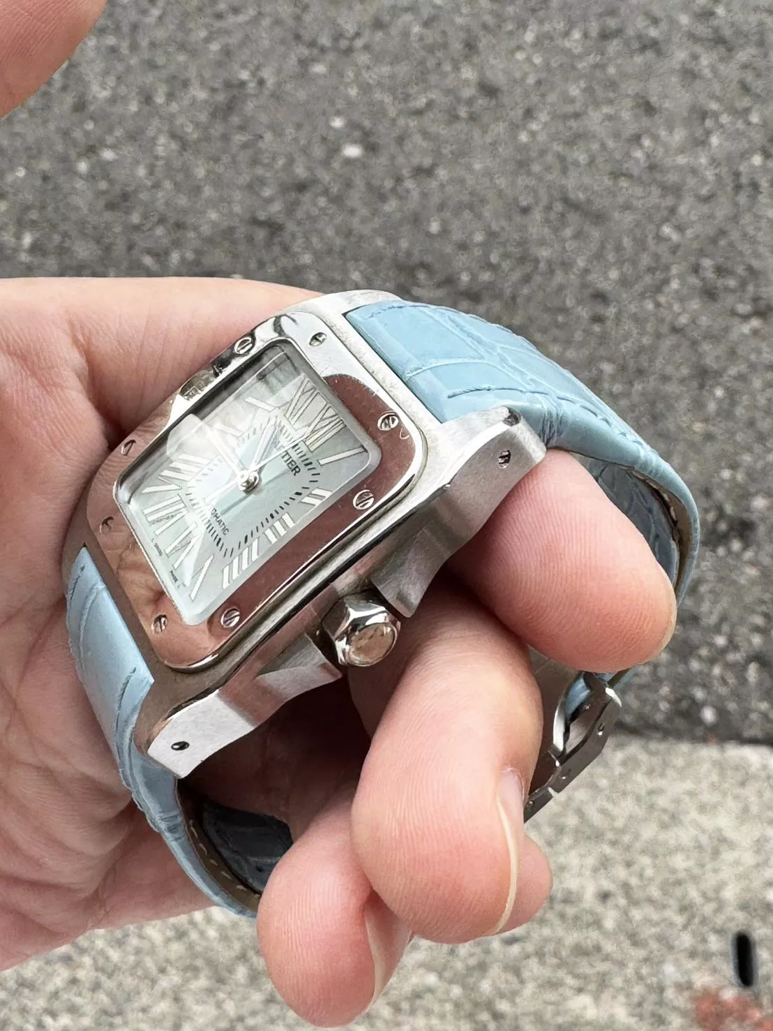 Cartier 卡地亞 山度士 2878_訂製鱷魚皮錶帶