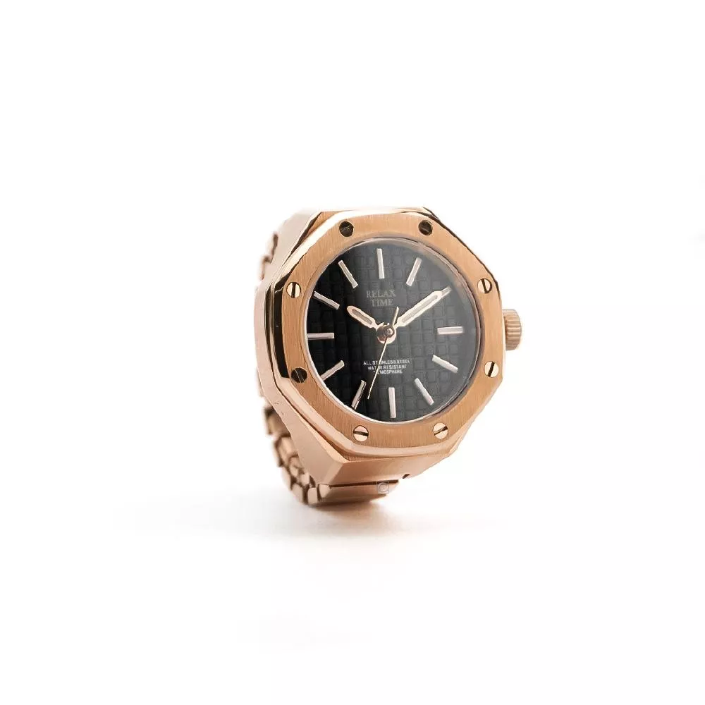 RELAX TIME 八角戒指錶-黑像素 (RT-A-02)