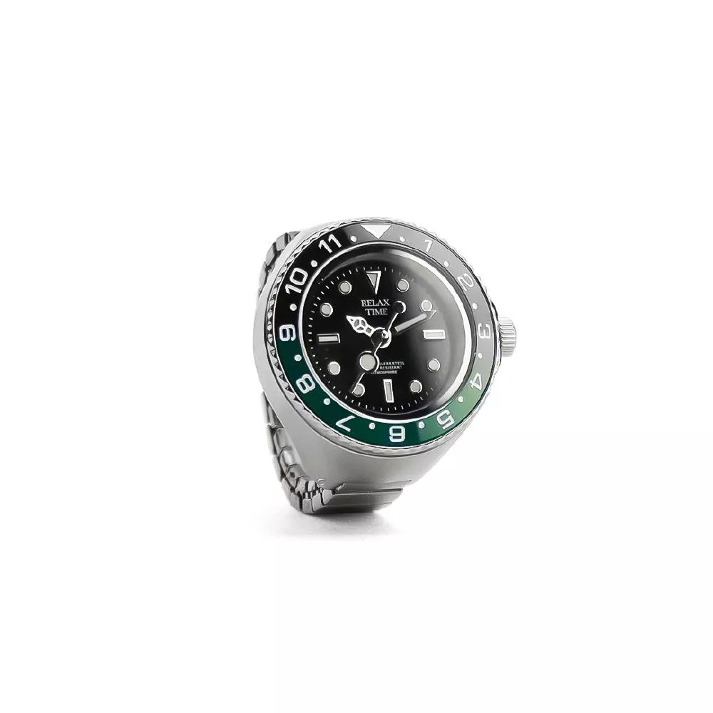 RELAX TIME 水鬼戒指錶-黑綠圈水鬼 (RT-R-03)