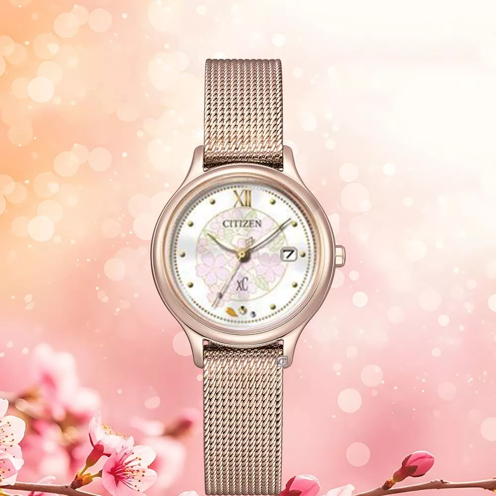 CITIZEN 星辰錶 XC 花曜日限定款 玫瑰金色 光動能錶 女錶 手錶-EW2638-56A