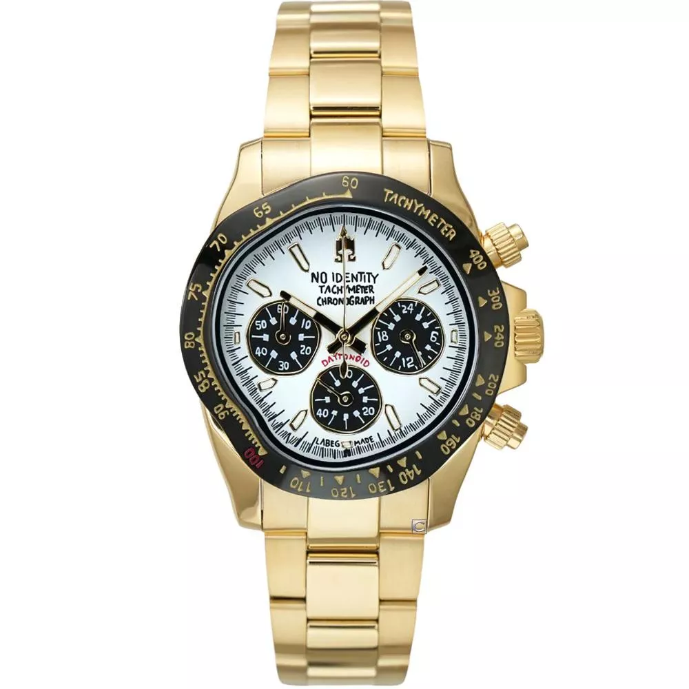 NO IDENTITY DAYTONOID 地通拿-白底迪 計時腕錶 男錶 手錶-YX40S03GW2