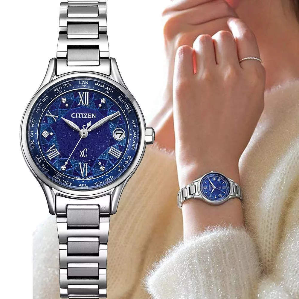 CITIZEN 星辰 xC 冬日彩窗 全球限量 電波錶 女錶-EC1160-62L
