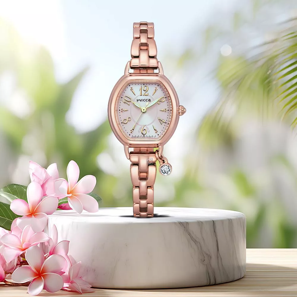 CITIZEN 星辰錶 wicca 公主系列 台灣限定 酒桶形 太陽能女錶 手錶-KP2-566-95R